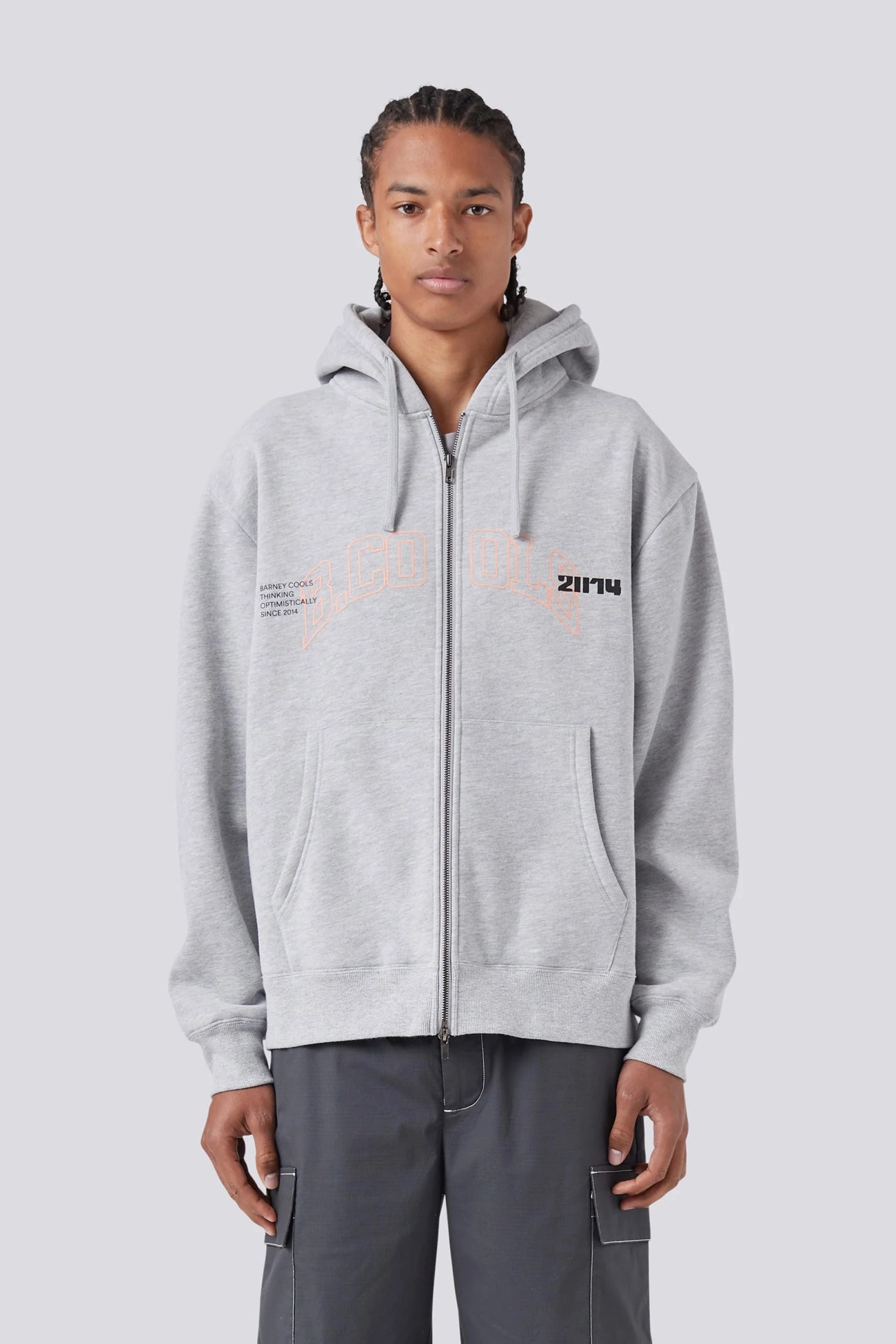 2014 Zip Hood Grey Melange Ergonomic Drape