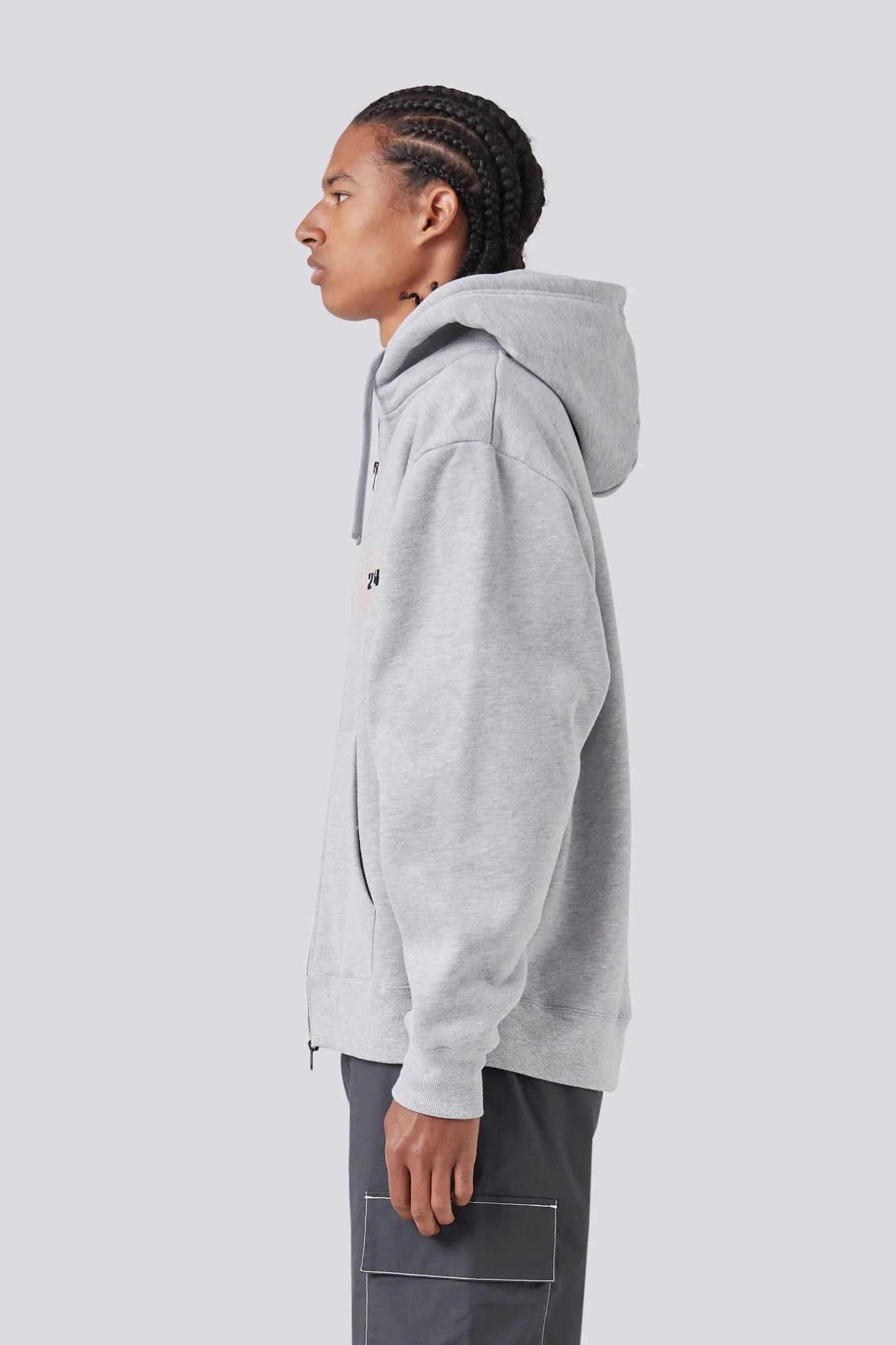 2014 Zip Hood Grey Melange Casual Outdoor Look