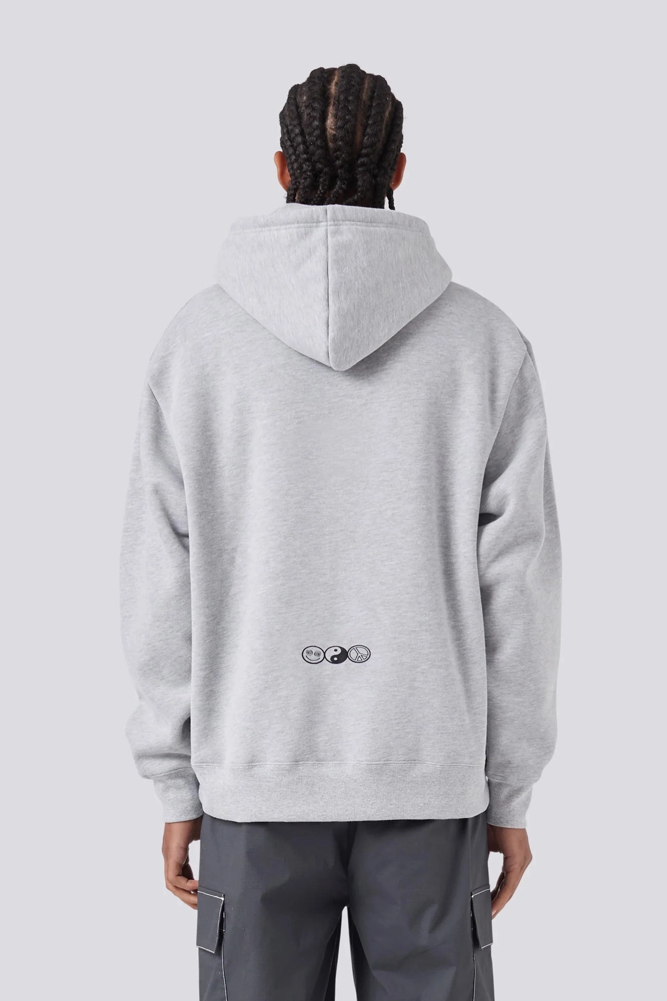 2014 Zip Hood Grey Melange Adjustable Hem Cords Tapered Hem