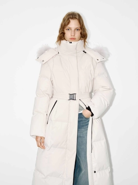 Eco Friendly Dyed Fabric Belted Quilted Down Coat