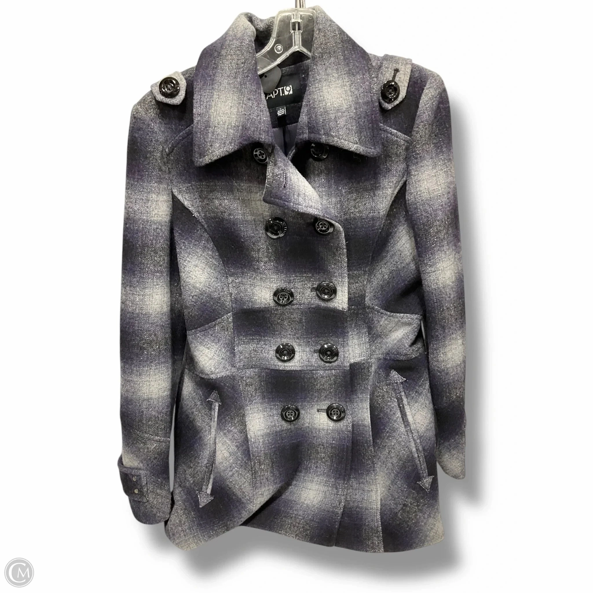 Coat Peacoat By Apt 9 In Grey & Purple, Size: L High Density Weave