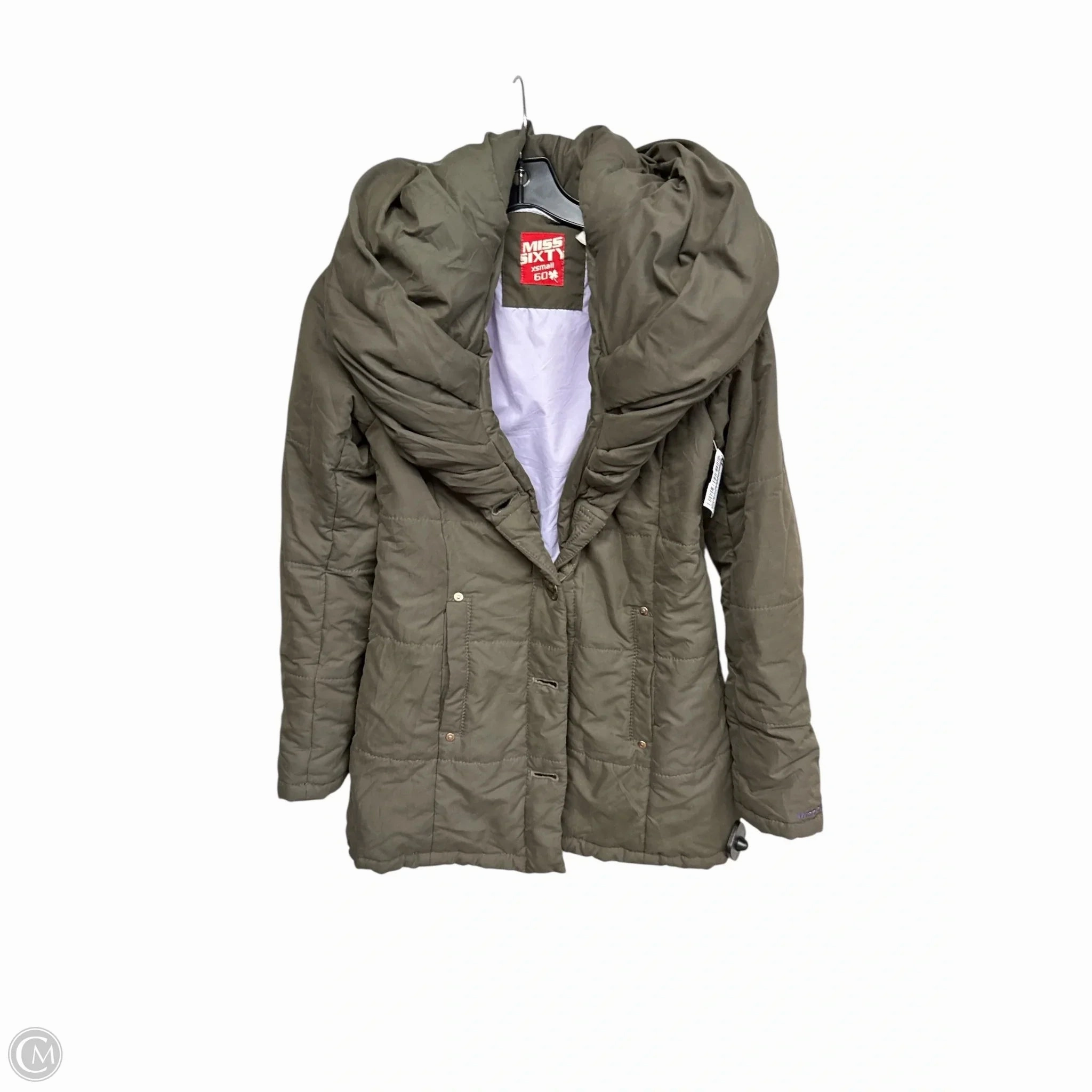 Coat Puffer & Quilted By Miss Sixty In Green, Size: Xs Layered Ventilation Panels Cross Ventilation Panels