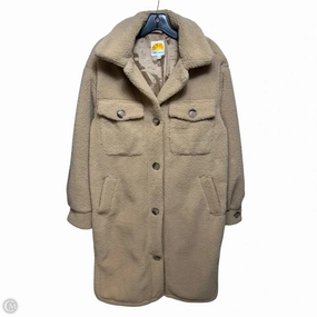 Coat Faux Fur & Sherpa By C And C In Tan, Size: S Roll Up Hood