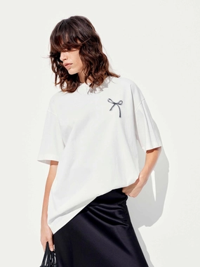 cycling outfit hiking clothes Bow Print Short Sleeves T-shirt