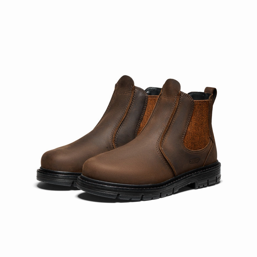 Women's San Jose Chelsea 90?? Heel Boot (Aluminum Toe)  |  Cascade Brown/Black Freelancer Comfort Lining Cold Weather Commuter