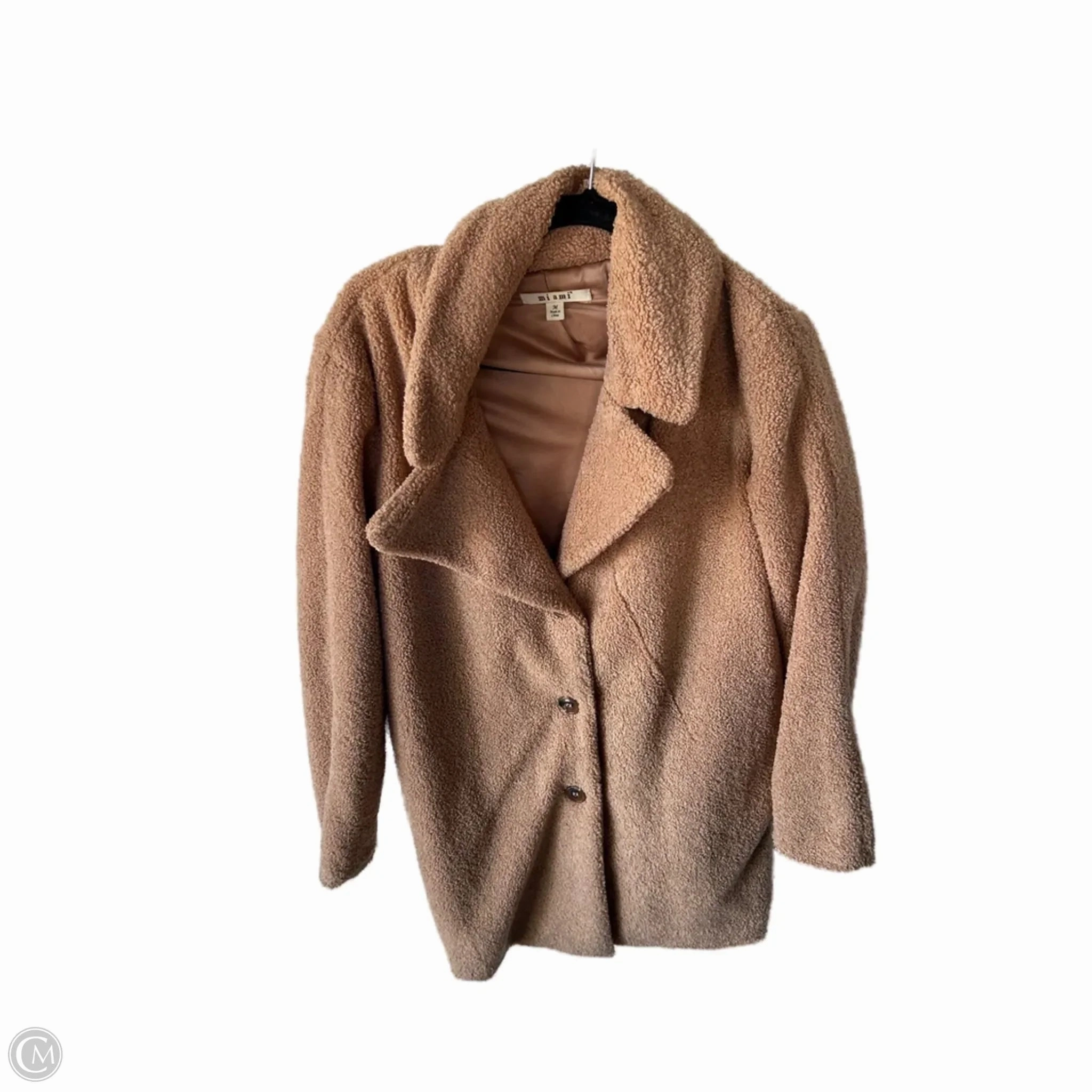 Windproof Cuffs Urban Explorer Look Coat Faux Fur & Sherpa By Miami In Tan, Size: M