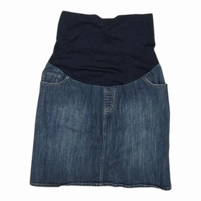 Flattering Design Wear On The Move MAT SKIRT by LIZ LANGE MATERNITY In BLUE DENIM, Size: M