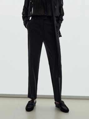 Flexible Knees Trendy Cut Wool Blend Straight Trousers
