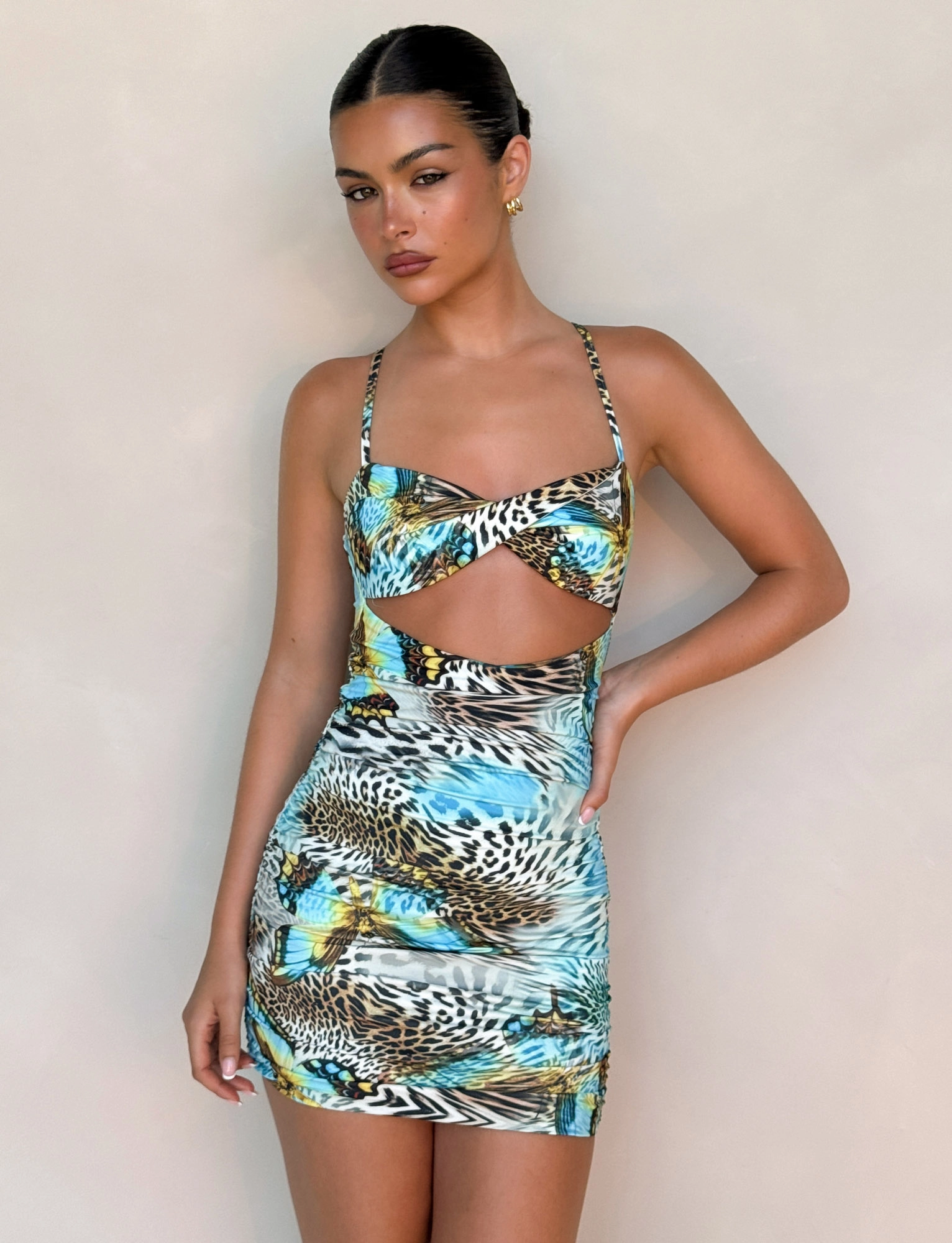 Petite Chic Minimal Mood VERA MINI DRESS - MULTI : ANIMAL : BUTTERFLY ANIMAL