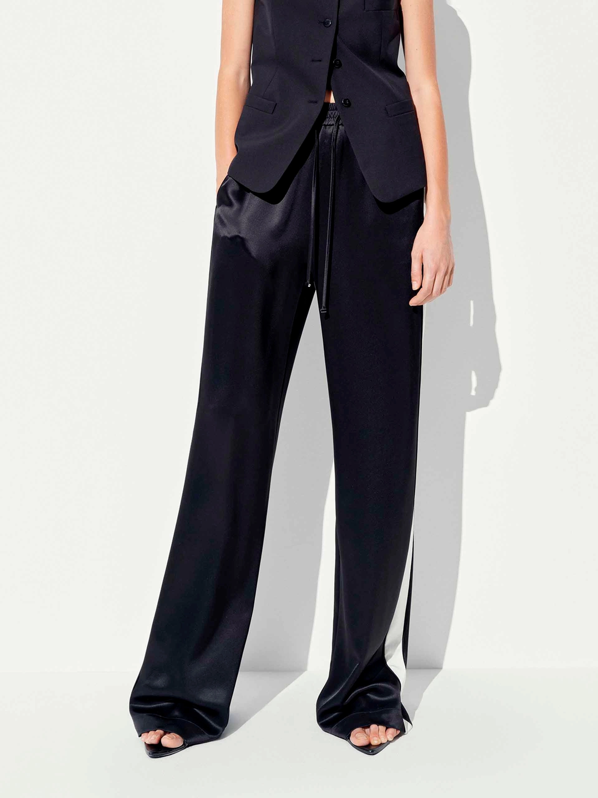Contrast Drawstring Waist Trousers Utility Style Anti Snag Threading