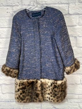 Coat Wool By French Connection In Blue & Gold, Size: Xs Mild Day Outfit