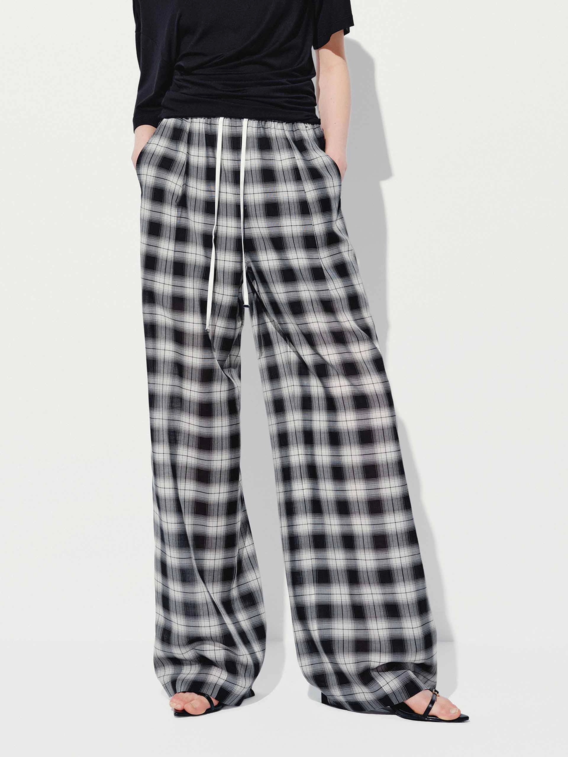 Comfy Look Casual Performance Checked Drawstring Trousers