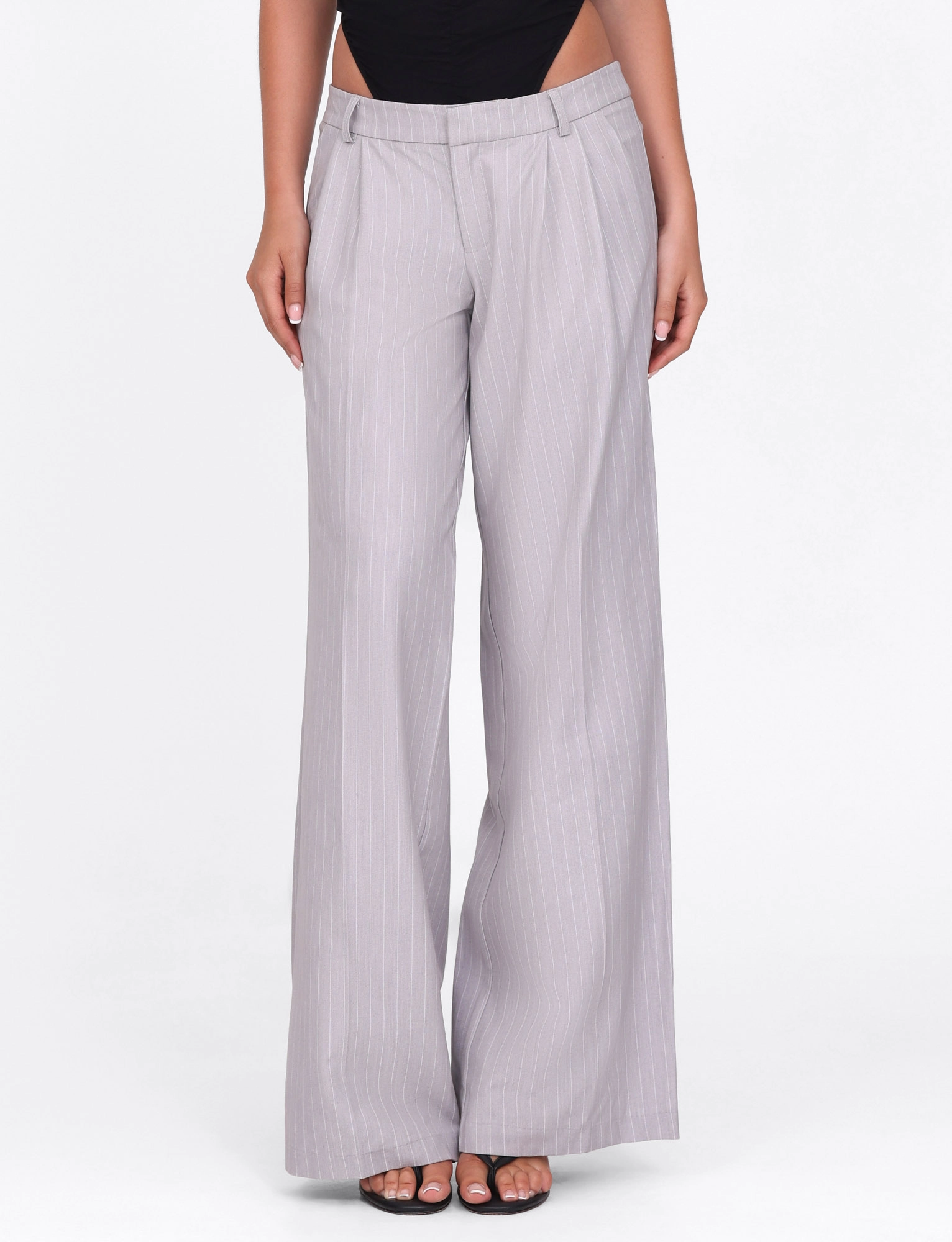 Ready Glow AMBERLY SUIT PANT - GREY : PINSTRIPE : GREY PINSTRIPE