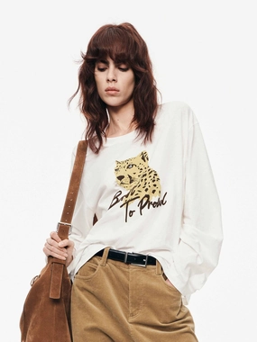 Simple and Comfortable Animal Pattern Cotton T-shirt