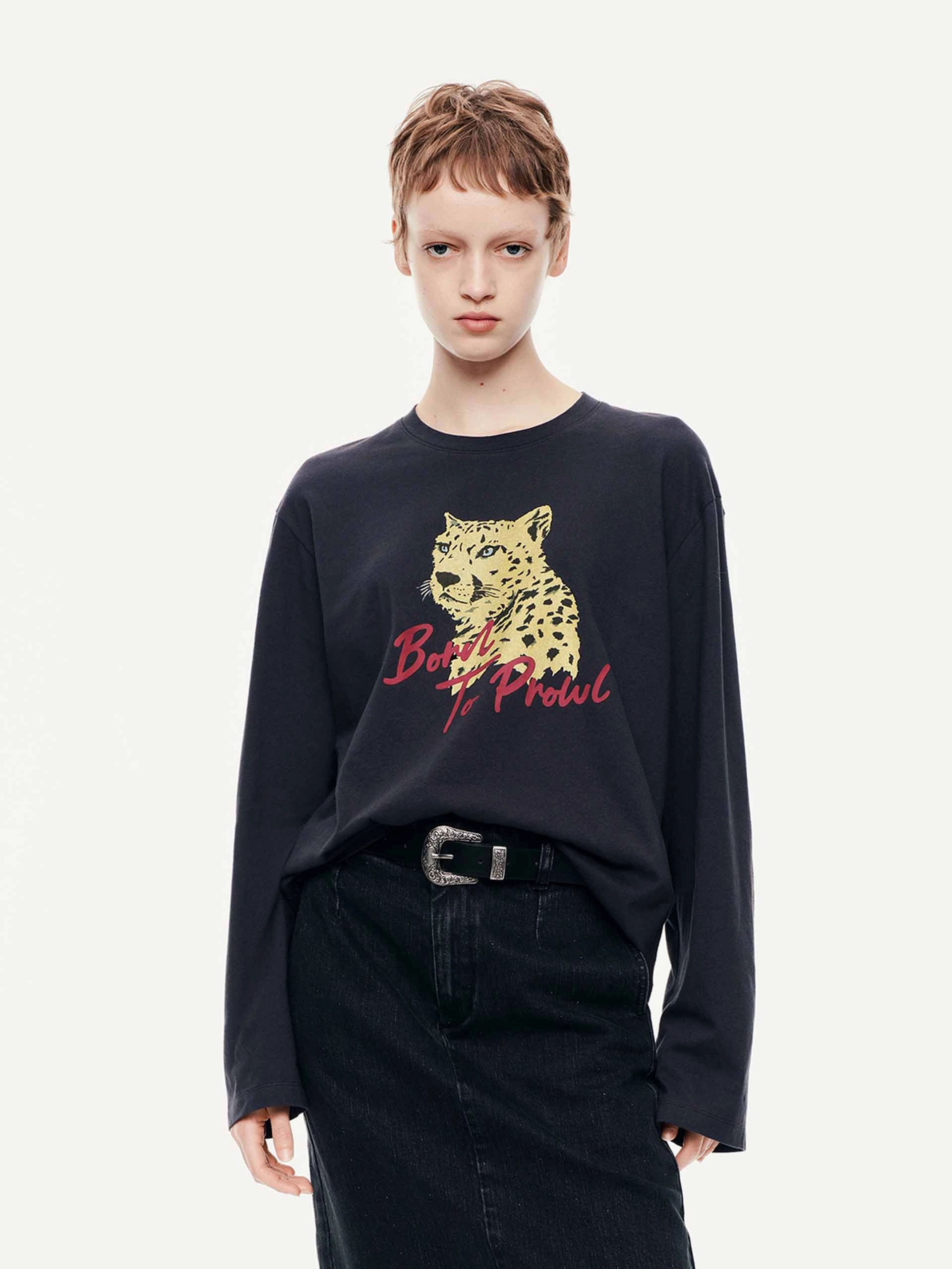 BreathableMeshLining Animal Pattern Cotton T-shirt