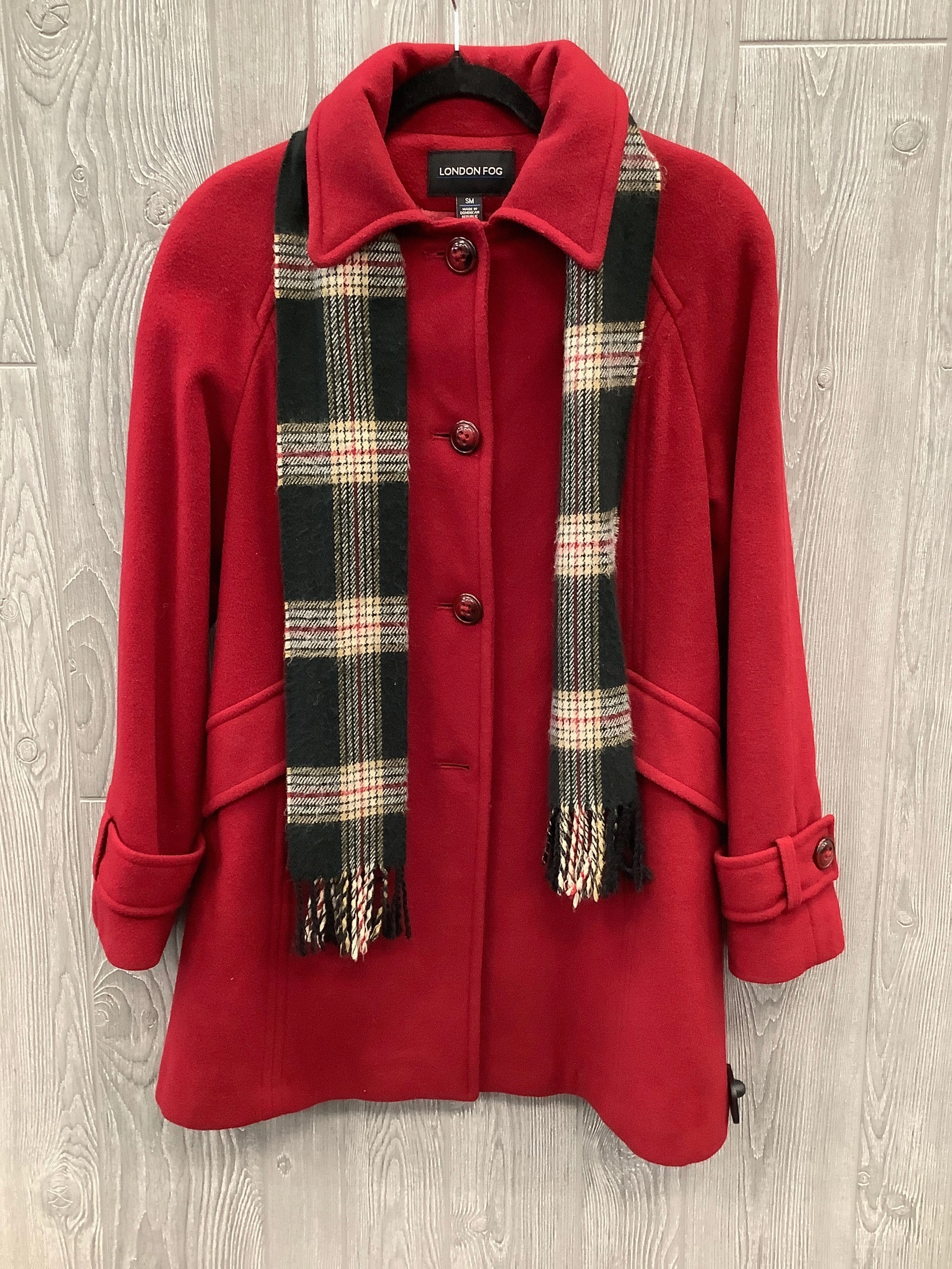 Coat Peacoat By London Fog In Red, Size: S Glow In Dark Trims