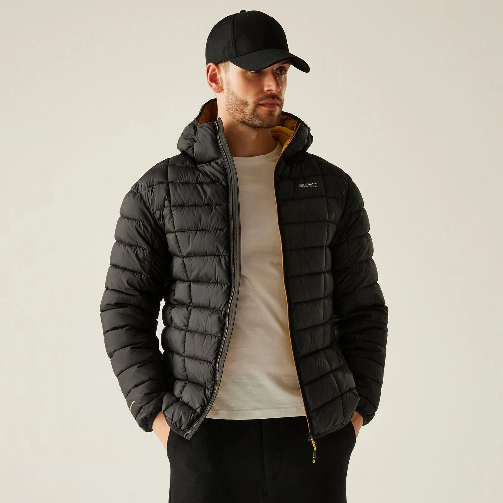 Regatta Mens Asper Water Repellent Hooded Padded Jacket Soft Texture