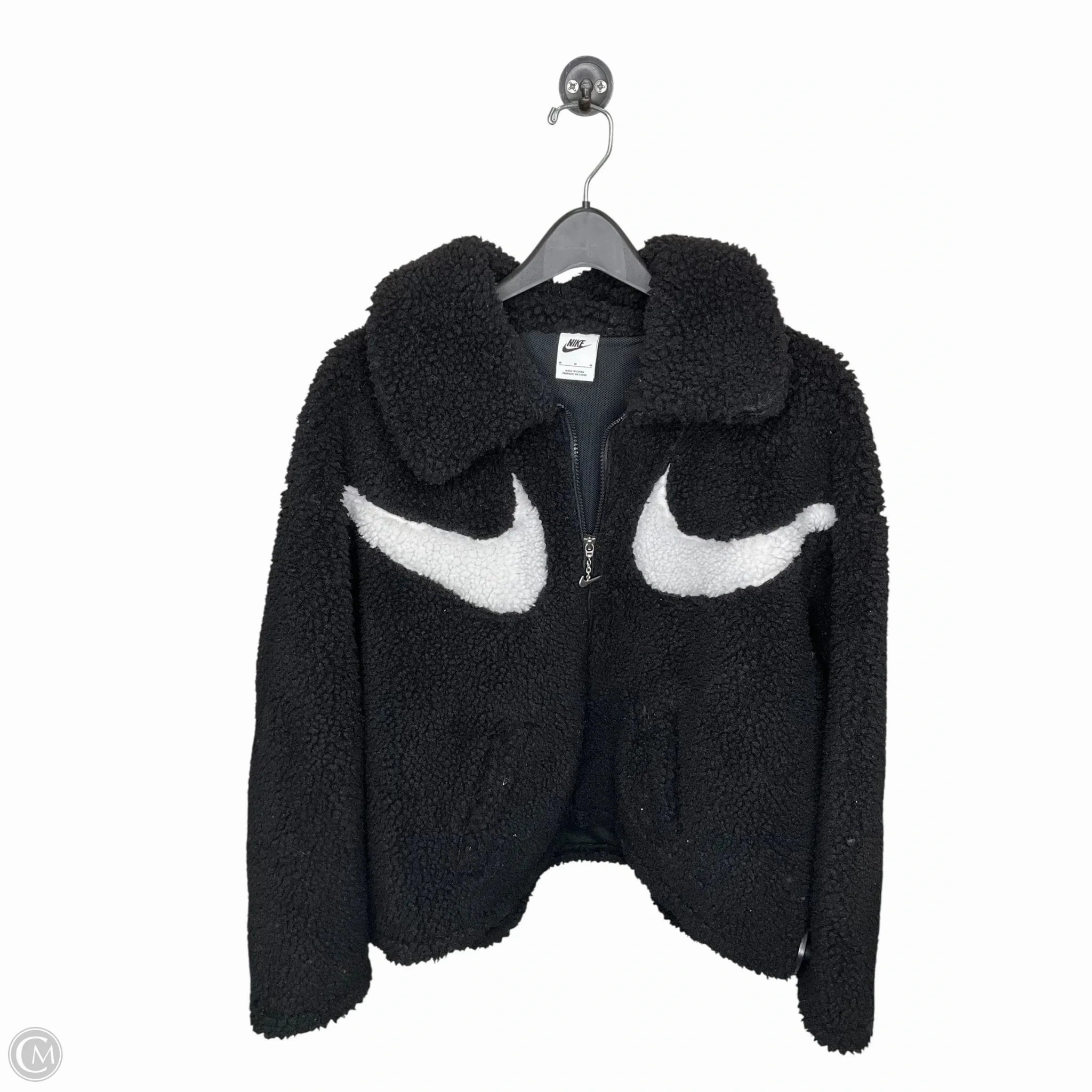 BreathableLining Softshell Fabric Coat Faux Fur & Sherpa By Nike Apparel In Black, Size: M