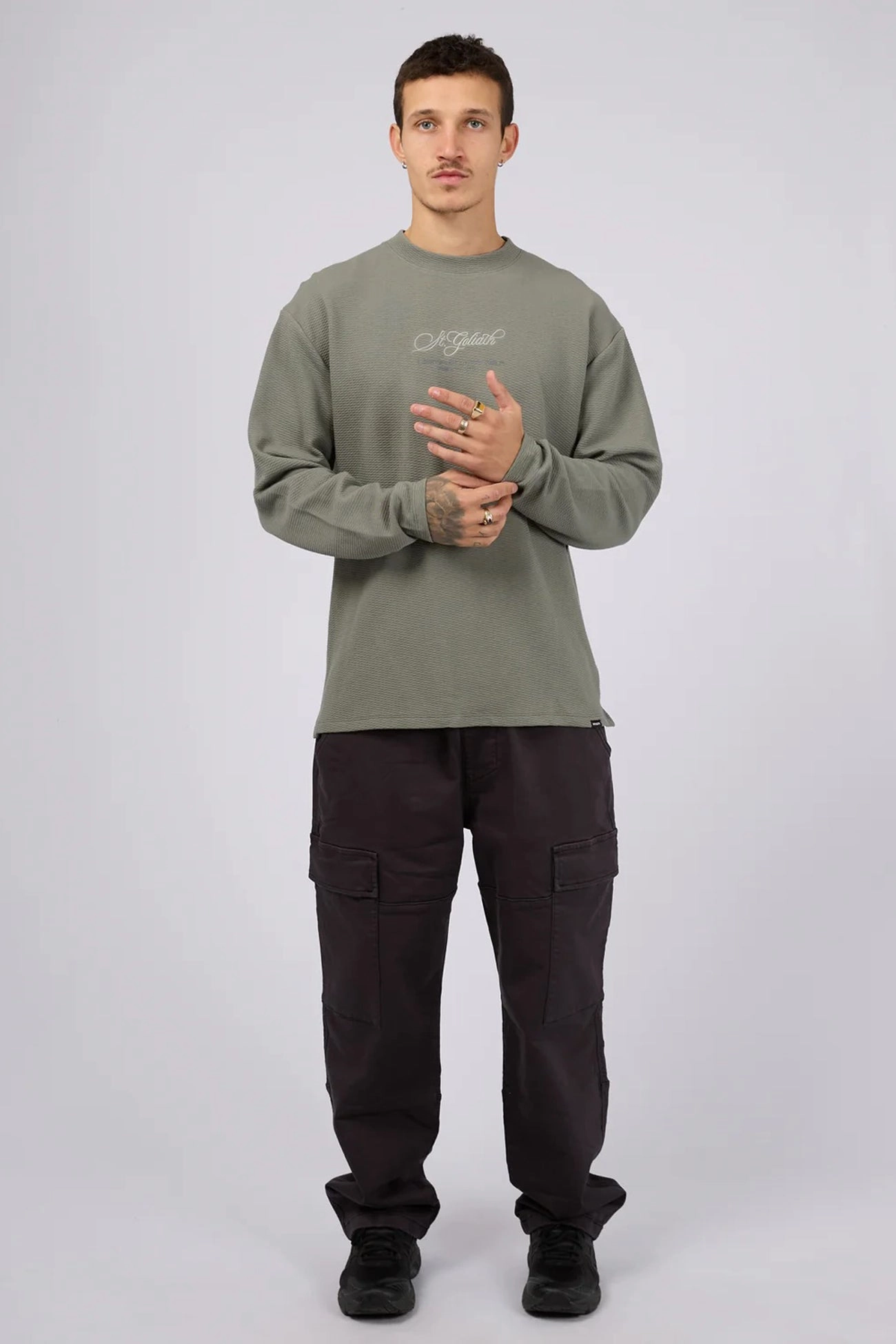 Arching Textured Crew Agave Green Rubberized Trims Sleek Outer