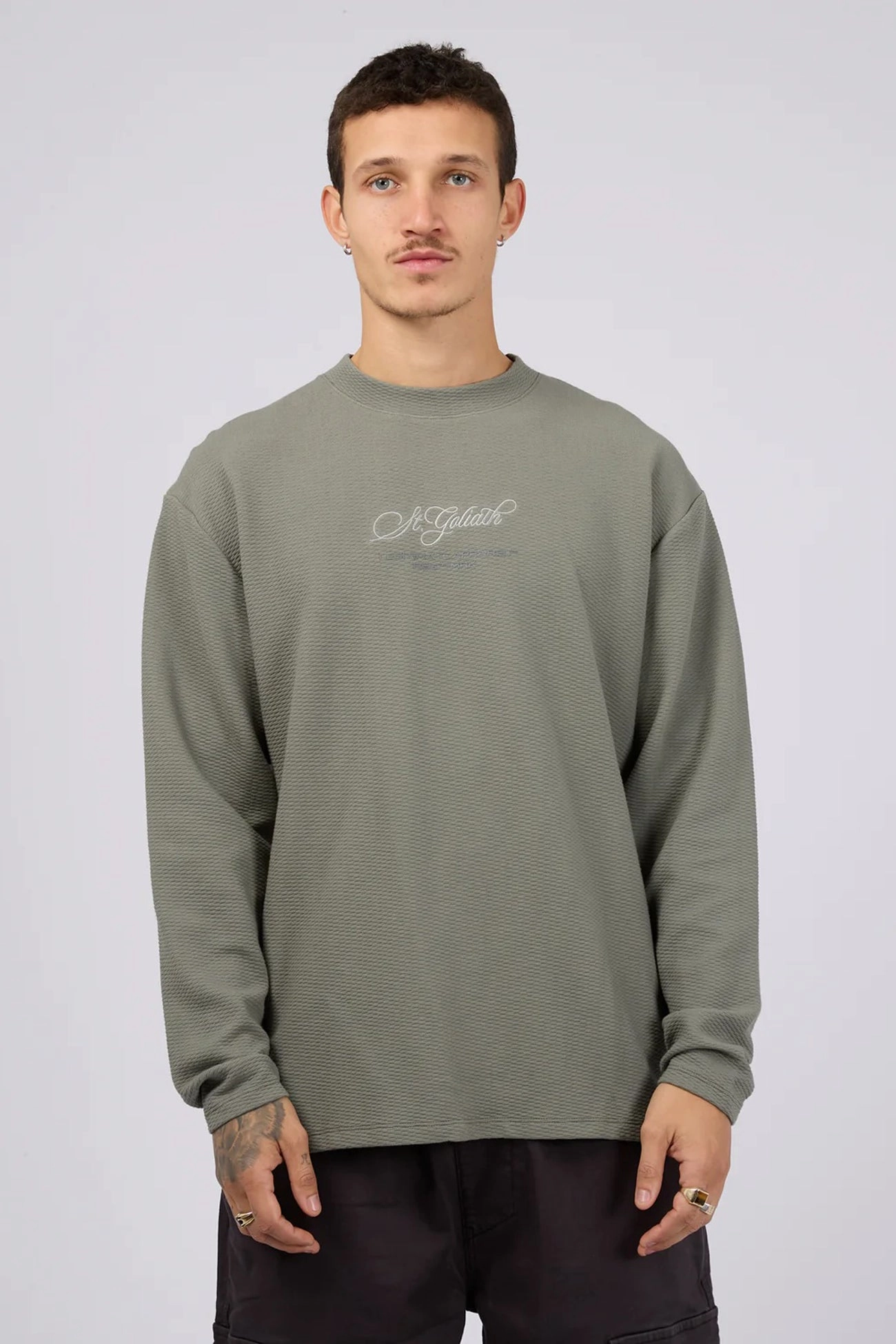 quick dry Breathable Lining Design Arching Textured Crew Agave Green