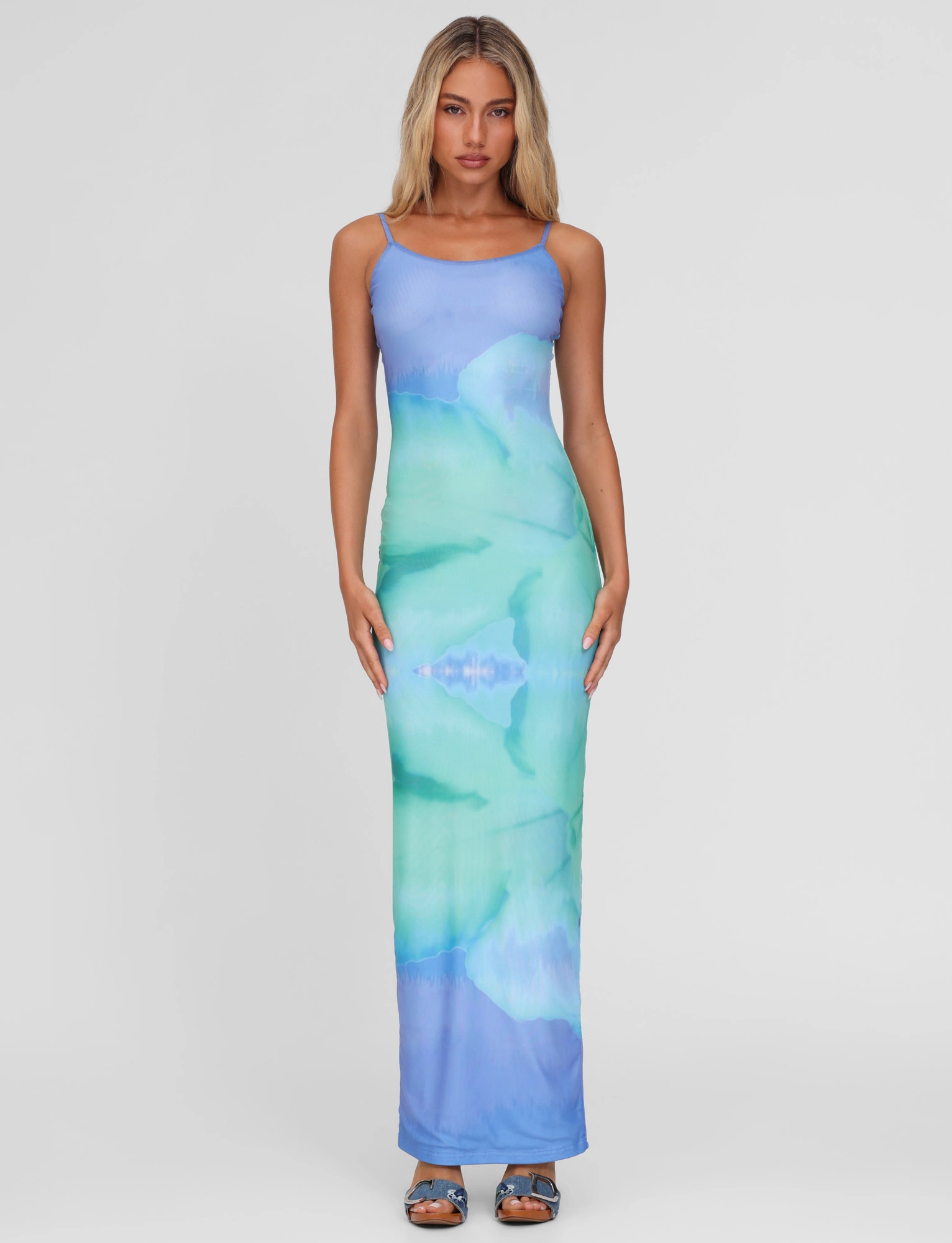 Smart Fit Wear ARDON MAXI DRESS - BLUE : MACRO FLORAL : BLUE HIBISCUS
