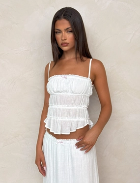 ASHLYNN TOP - WHITE Elegant Cut