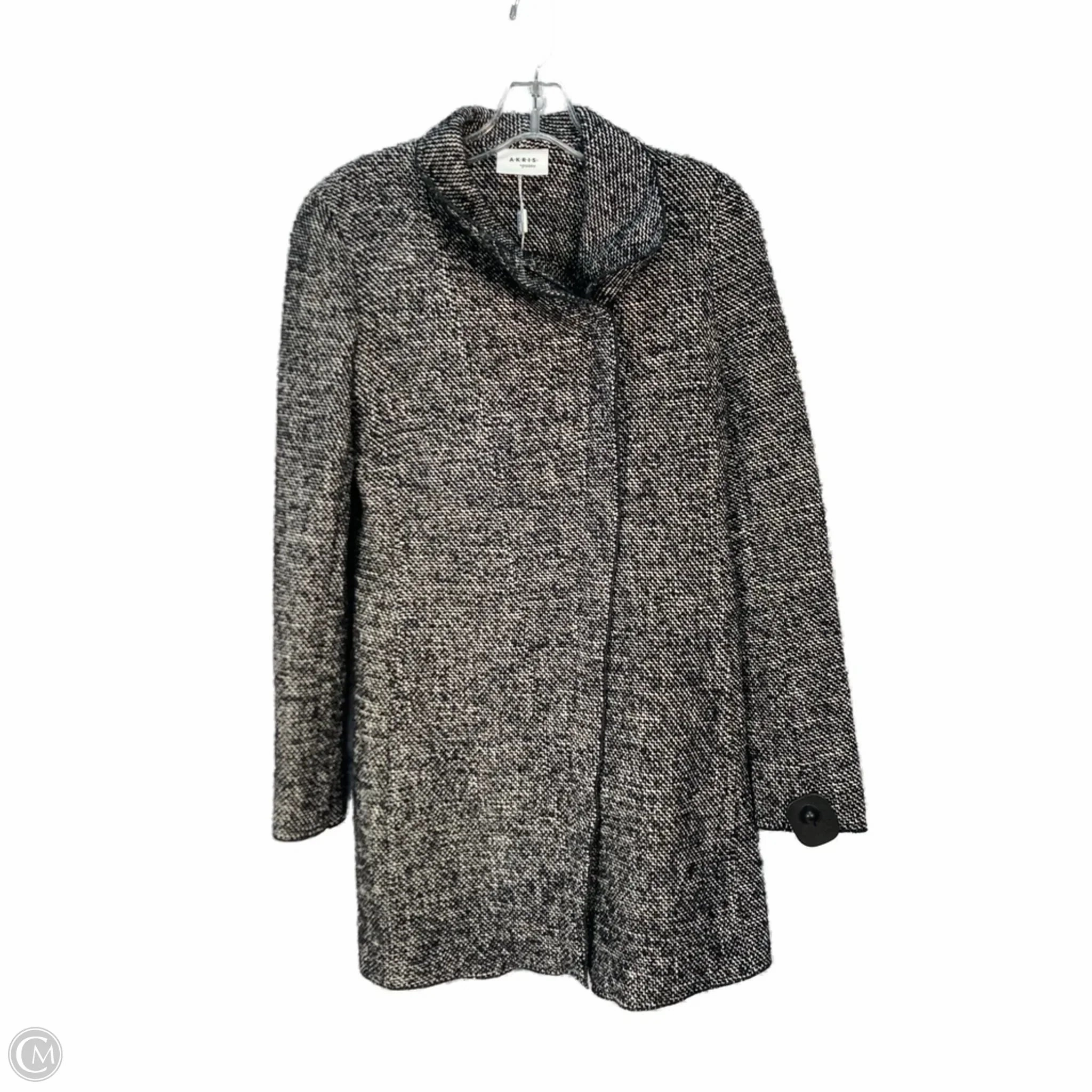 Low Profile Insulation AdjustableCuffs Coat Wool By Akris In Black & Cream, Size: S