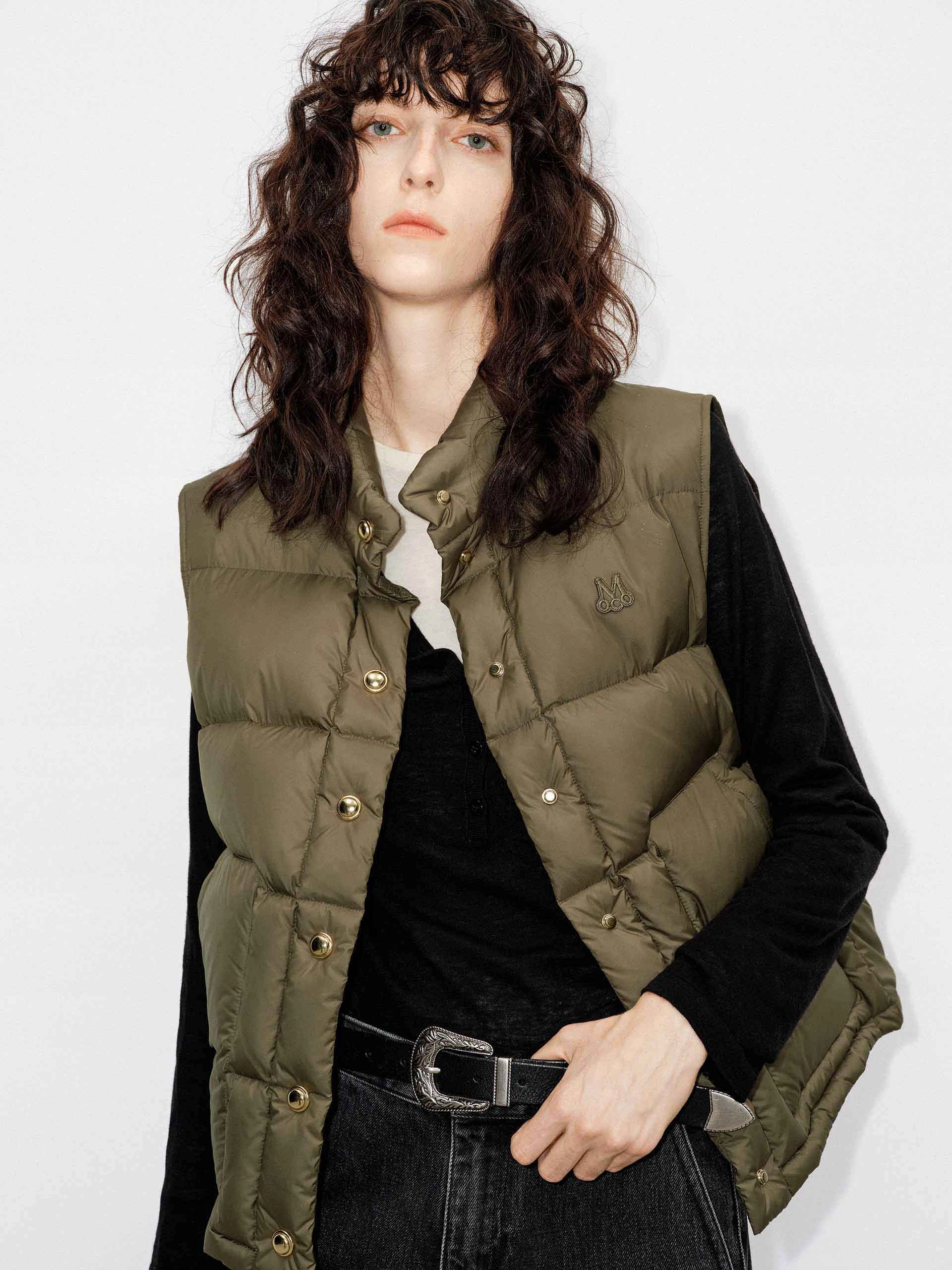 Snap Button Puffer Vest Double Breasted