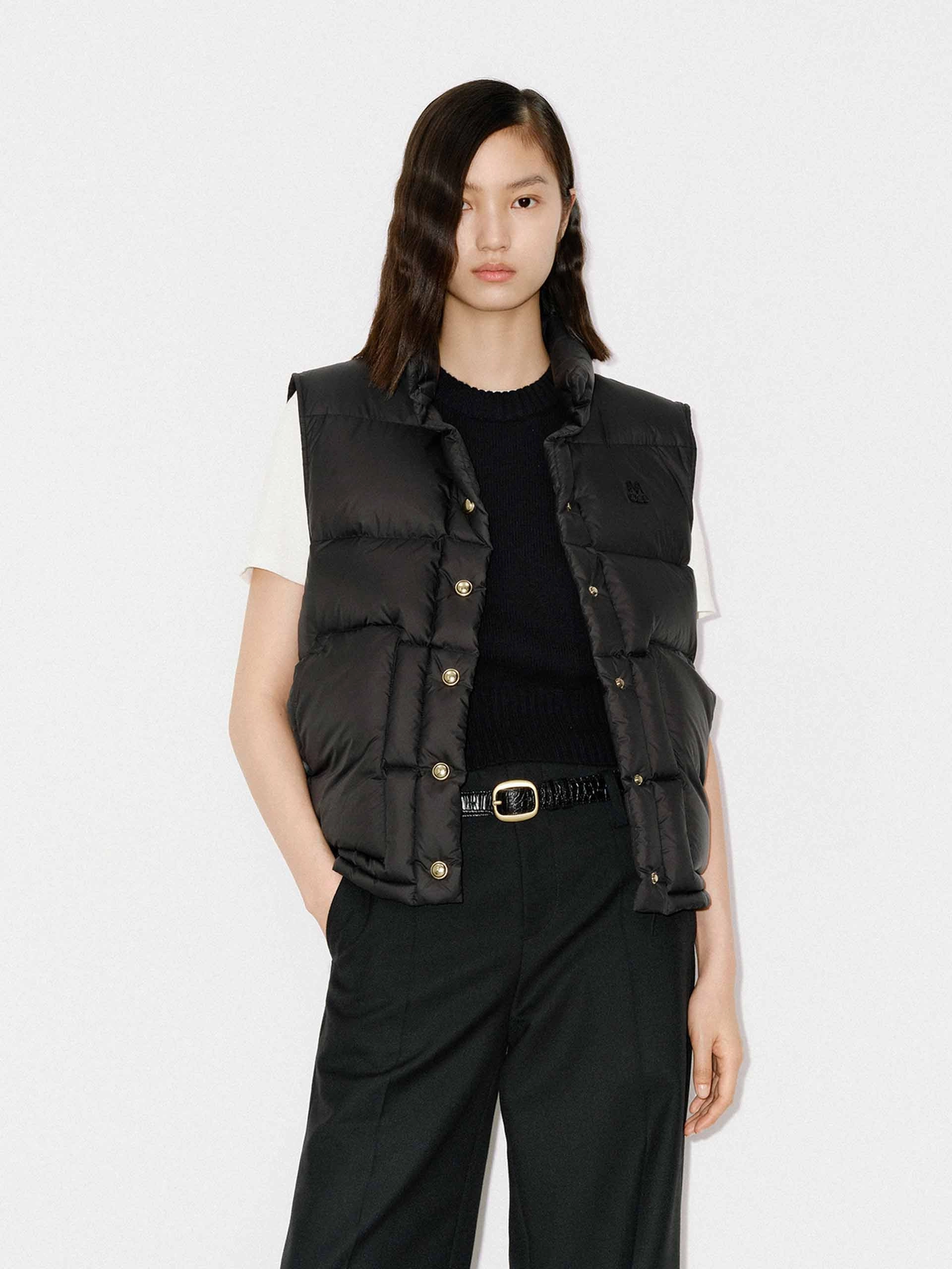Non Restrictive Armholes Snap Button Puffer Vest