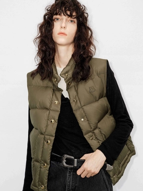 Snap Button Puffer Vest Laser Cut Airflow Vents Seamless Design