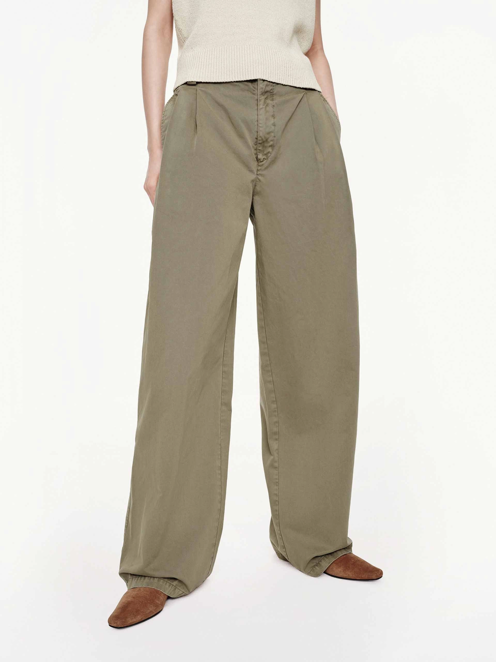 Barrel Leg Pleated Trousers Comfort Layer Wear