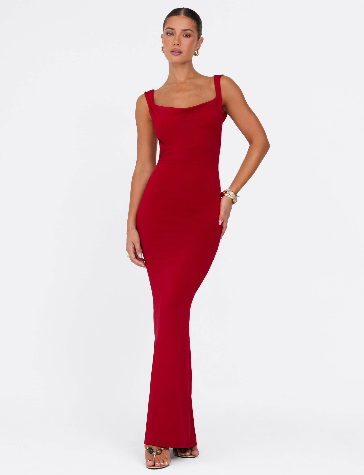 Chilly Weather Wear Comfortable Design MORANA MAXI DRESS - RED
