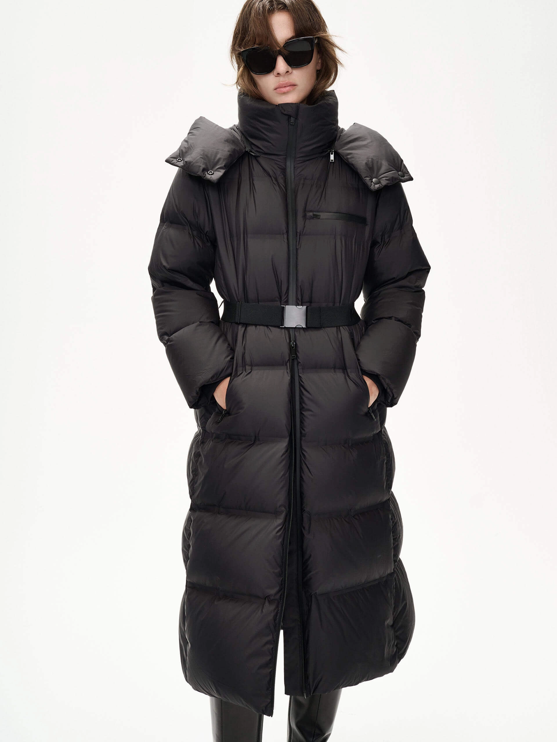 Compact Design Modern Day Look Belt Down Puffer Coat