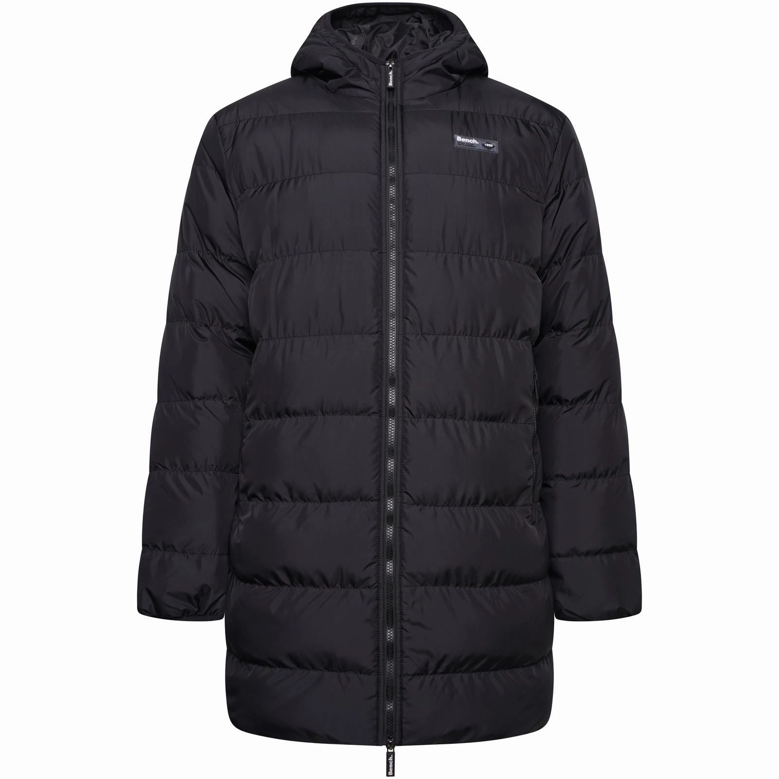 Bench Mens Armann Long Length Puffer Jacket Windproof Insulated Coat