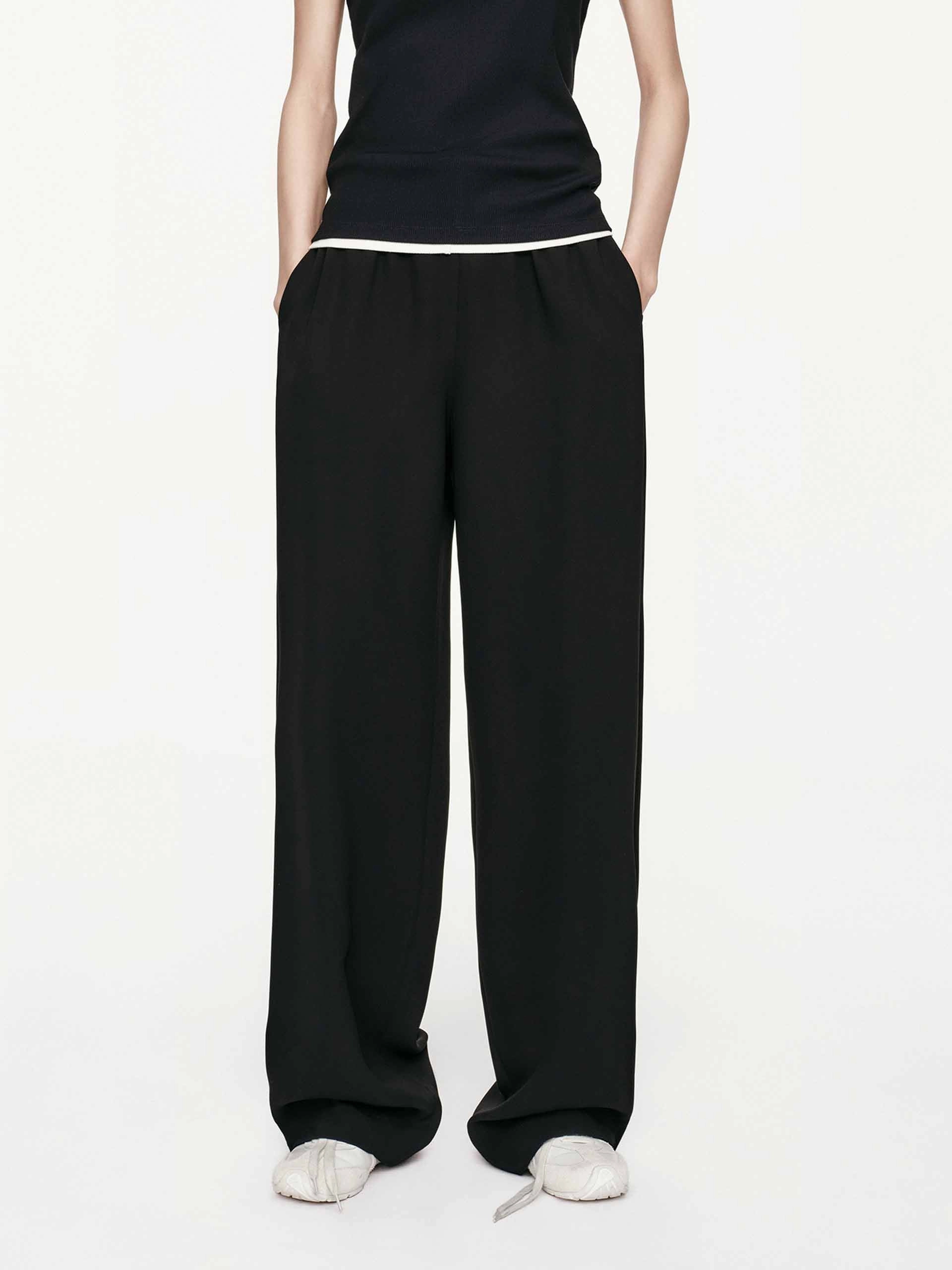 Slim Comfort Black Relaxed Straight Trousers