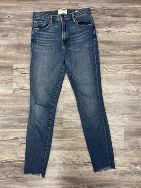 Faded Wash Weekend Getaway Outdoor Adventure Picnic Style Blue Denim Jeans Designer Frame, Size 2