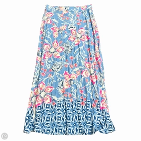 Gathered waist Skirt Designer By Lilly Pulitzer In Blue & Pink, Size: L