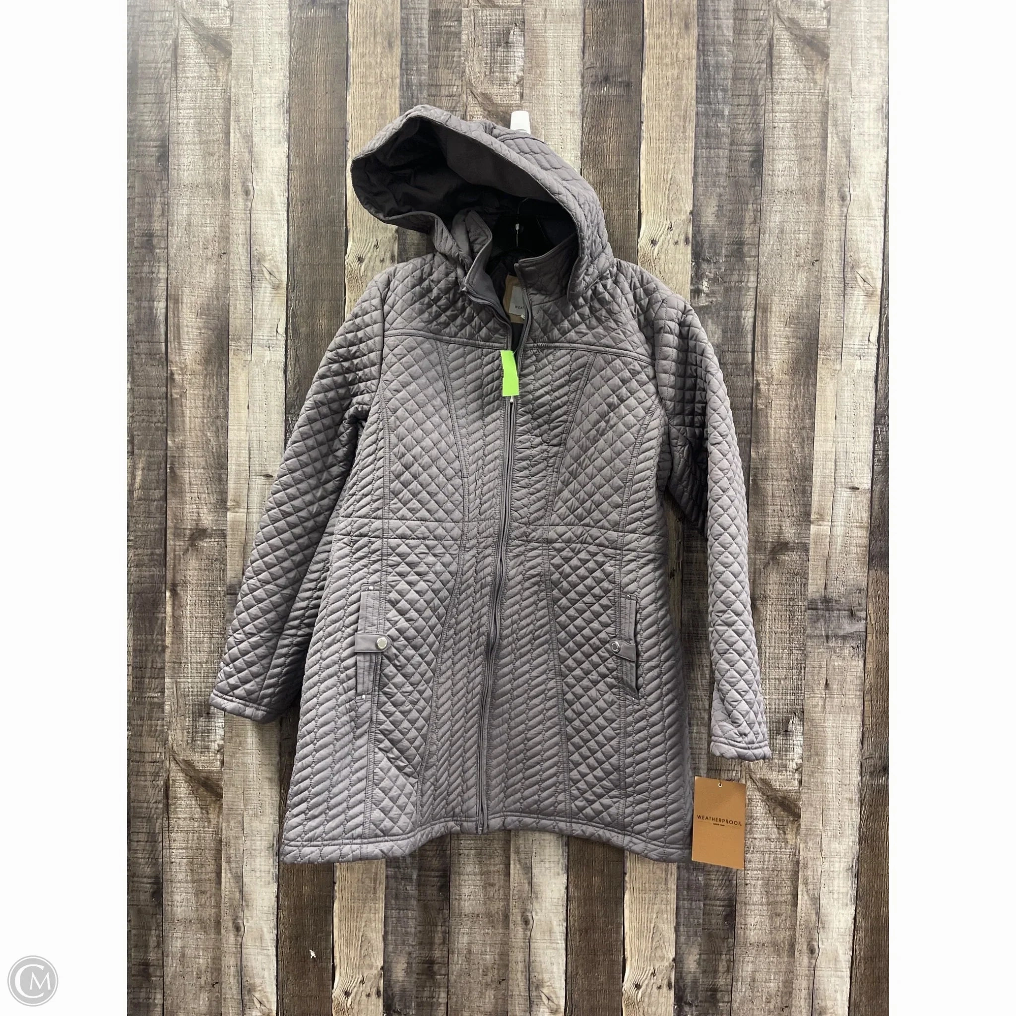 Reinforced Shoulder Panels All weather Coat Puffer & Quilted By Weatherproof In Grey, Size: L