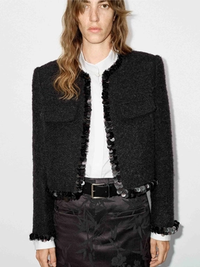 Wool Blend Tweed Jacket Lightweight Shell Light Day Jacket
