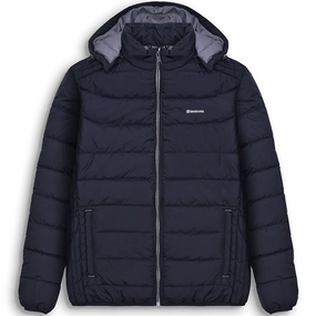 Lambretta Mens Padded Hooded Padded Puffer Jacket - Navy Contemporary Fit RipResistant Reinforcement