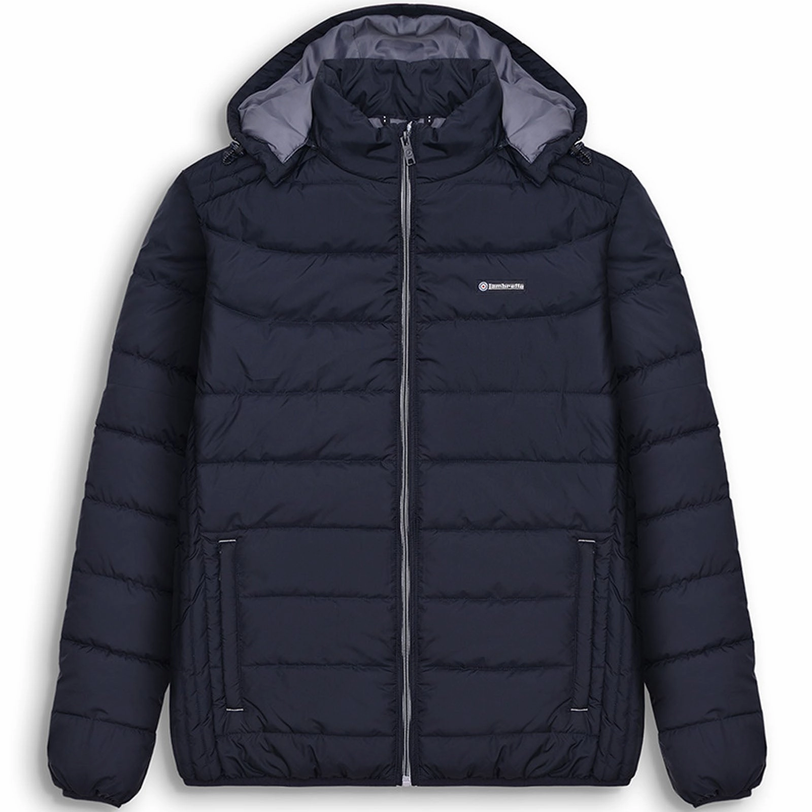 Lambretta Mens Padded Hooded Padded Puffer Jacket - Navy Temperature Adaptive Stretch Fit