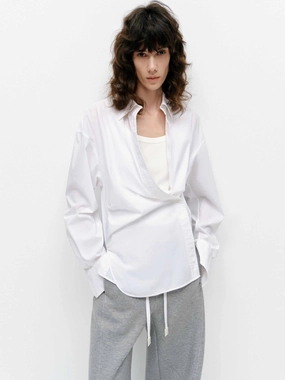 Reinforced Shoulders Sleek Silhouette Cotton Blend Deconstructed Shirt