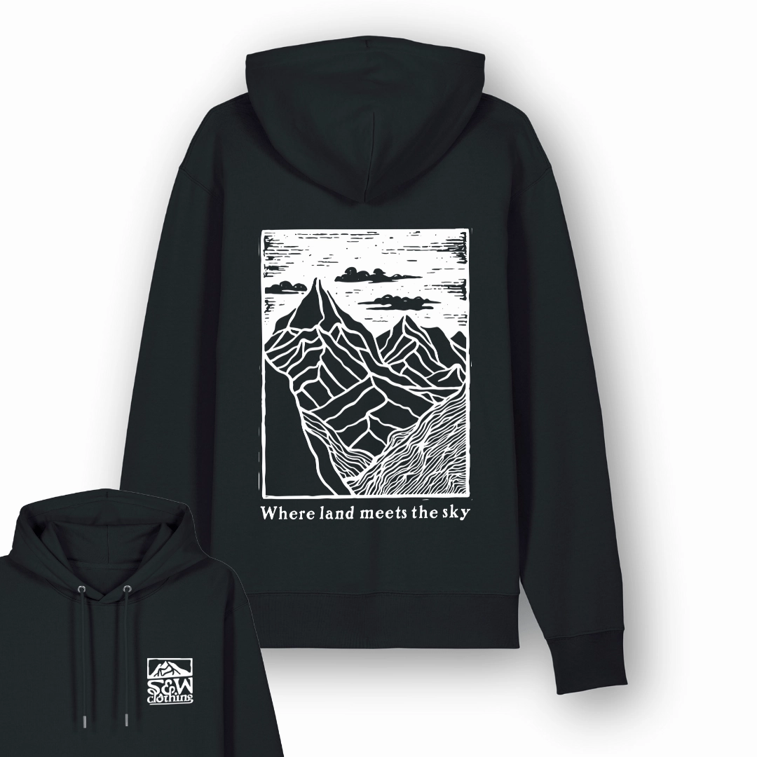 Organic "Land Meets Sky" Hoodie Functional Design