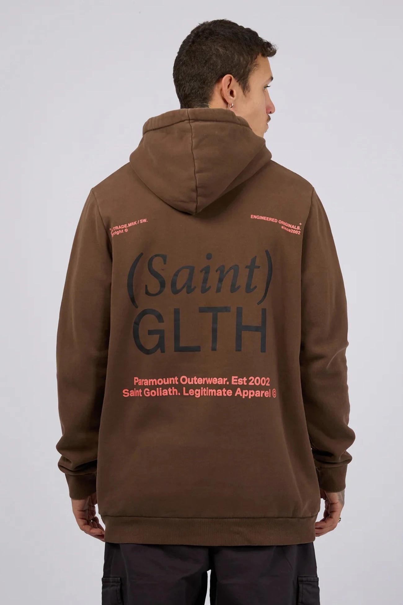 Insulated Design Bracket Hoodie Brown