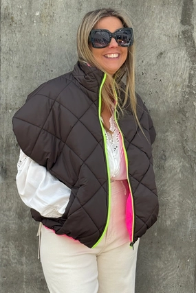 Cold Day Look Style Staple ** PRE ORDER ** Macy Neon Sleeveless Quilted Gilet