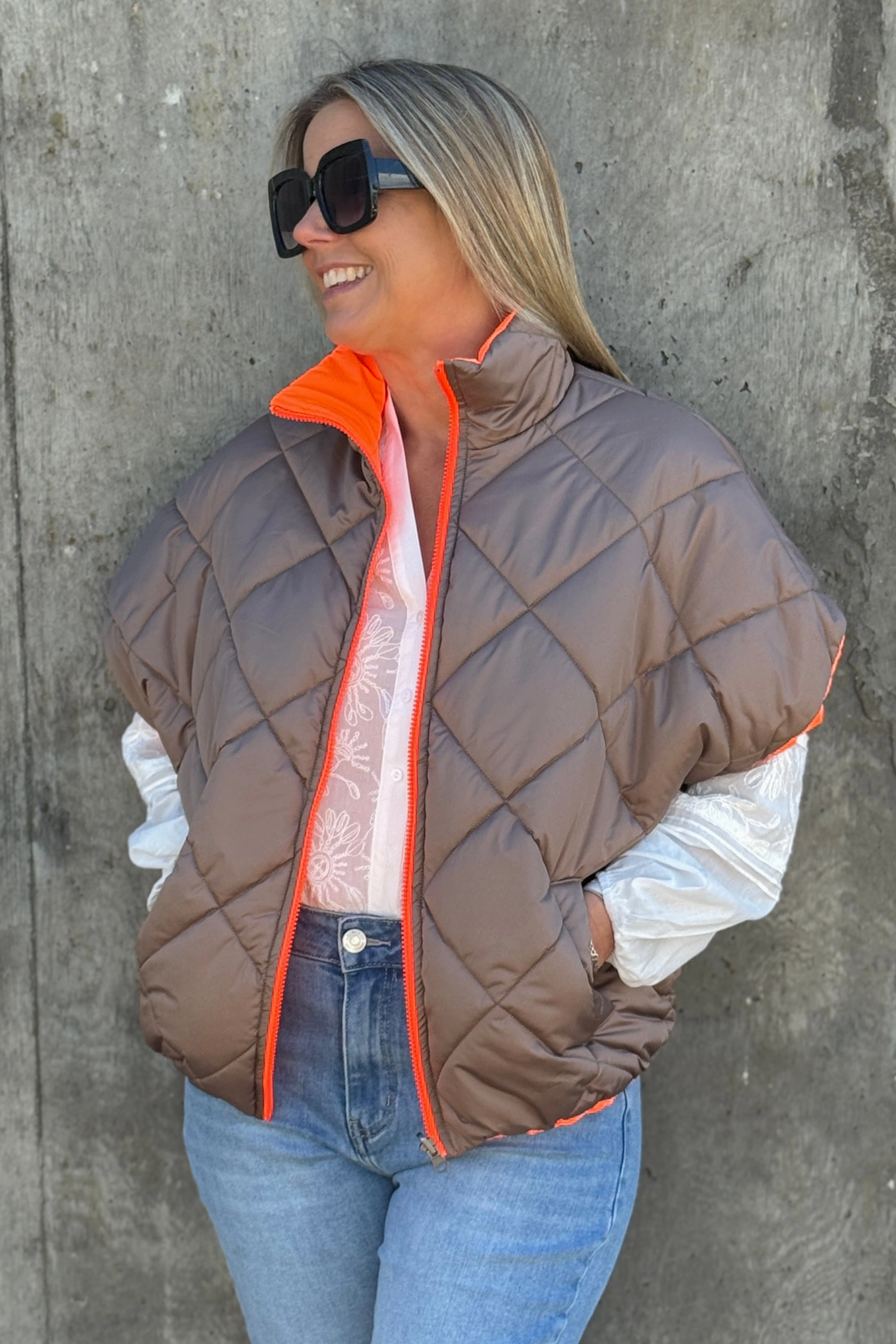 Quick drying material ** PRE ORDER ** Macy Neon Sleeveless Quilted Gilet