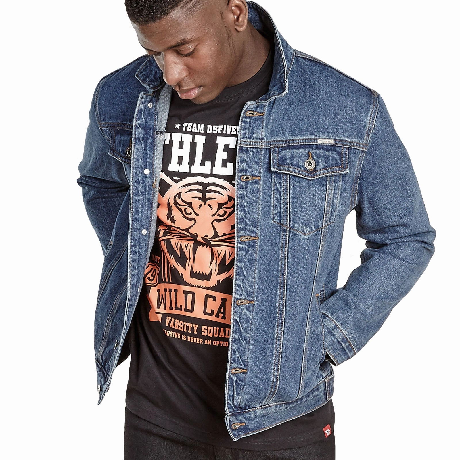 All Season Performance Weave StretchableMaterial D555 Duke London Mens Western Style Trucker Denim Jacket