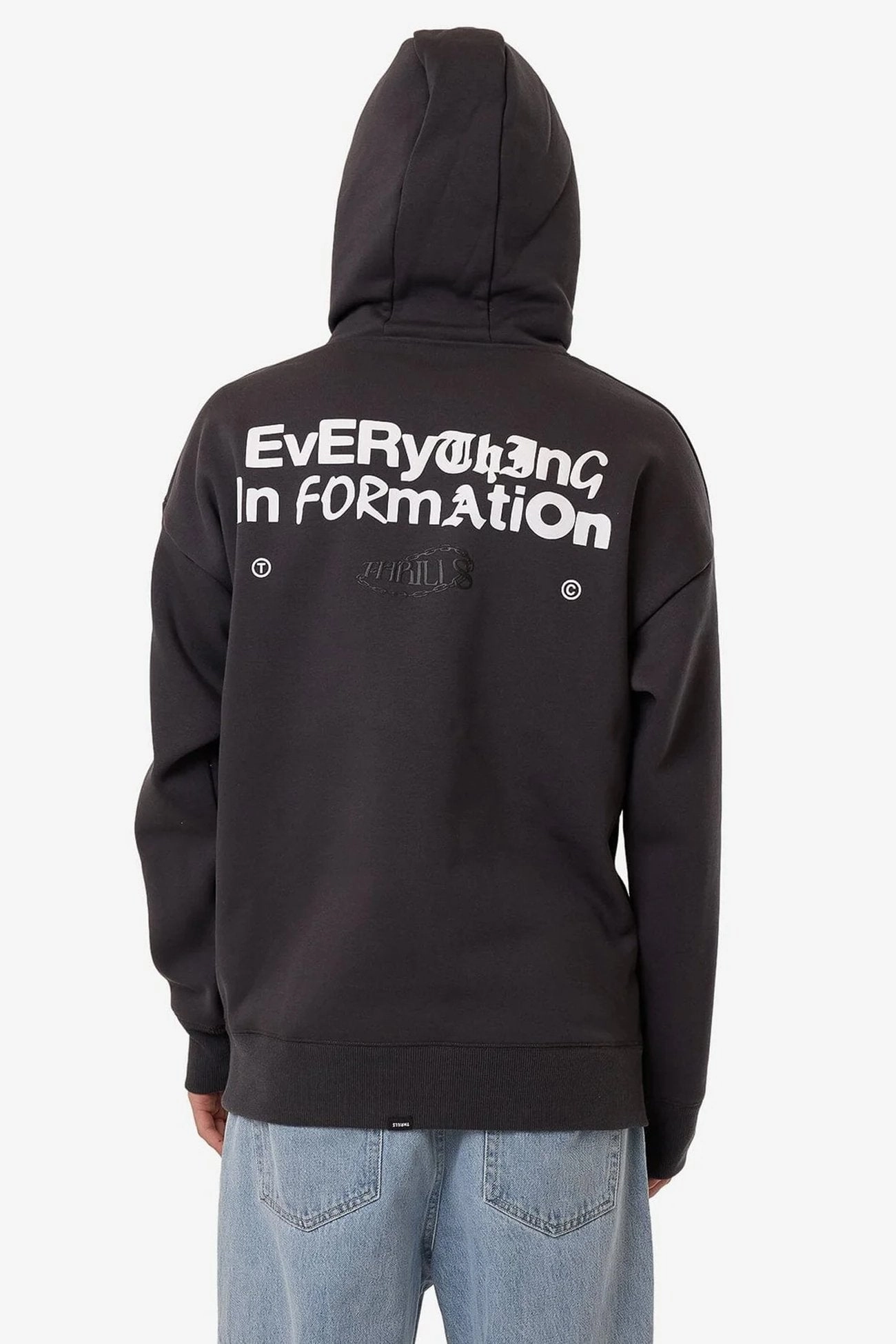 Chain Of Formation Slouch Pull On Hood Dark Charcoal Anti Pilling Textile Anti Static Weave