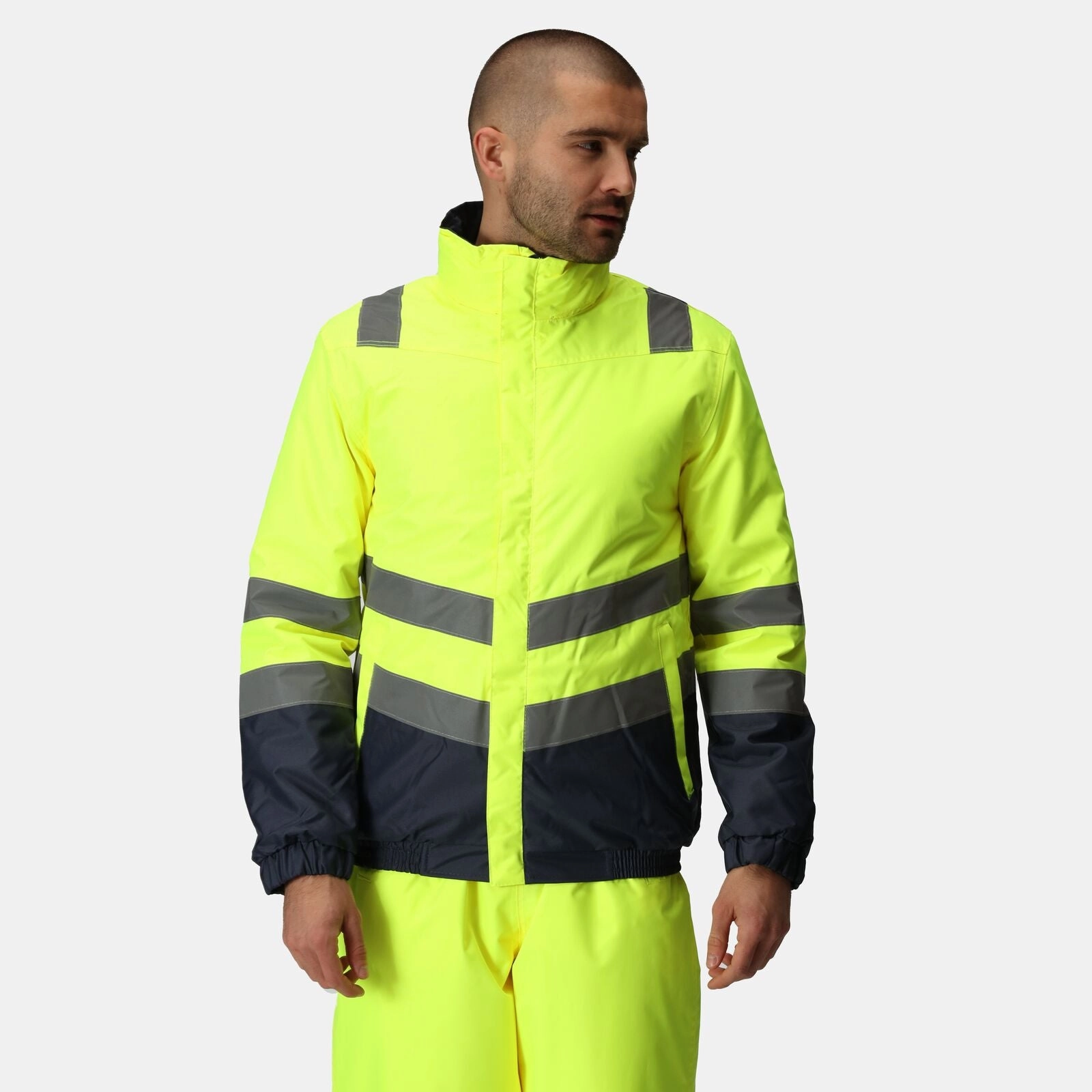 Regatta Professional Mens Pro HI-VIS Two Tone Bomber Jacket Airtight Fasteners Street Explorer Fit