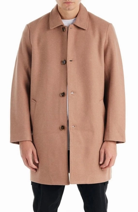 Butler Coat Taupe Full Zip Closure Mid Length